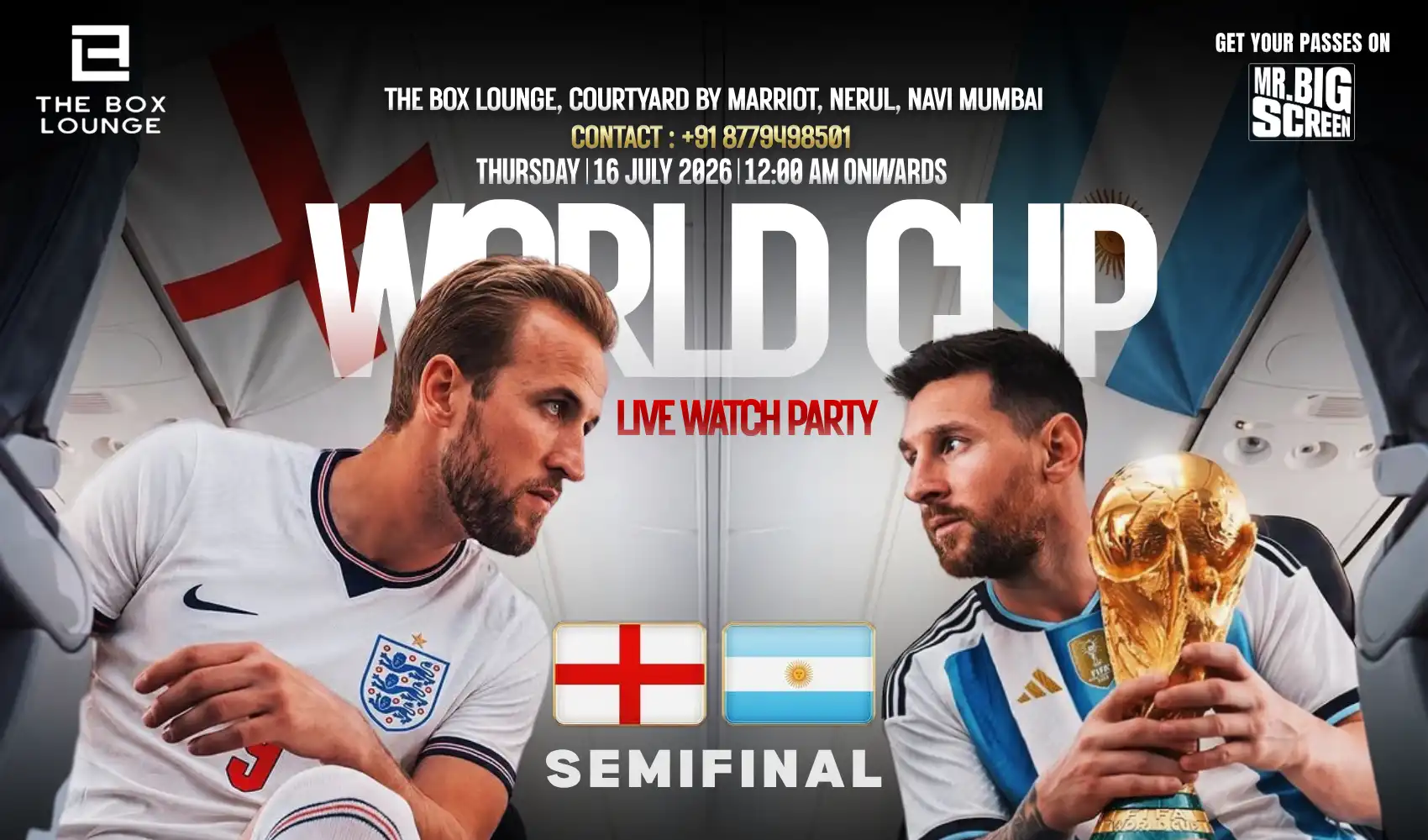 FIFA World Cup 2026-Live Watch Party-England Vs Argentina, The Box Lounge, Navi Mumbai